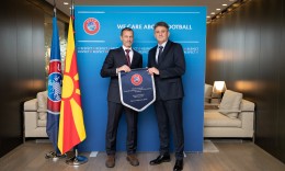 Masar Omeragic meets with UEFA President Aleksander Ceferin in Nyon